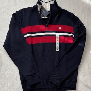 Men's Blue and Red Sweater